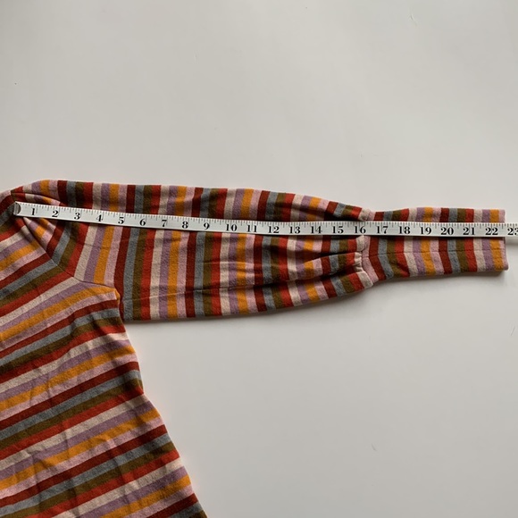 MADEWELL Striped Puff Sleeve Striped Scoopneck Sweater Top XS - Picture 8 of 12